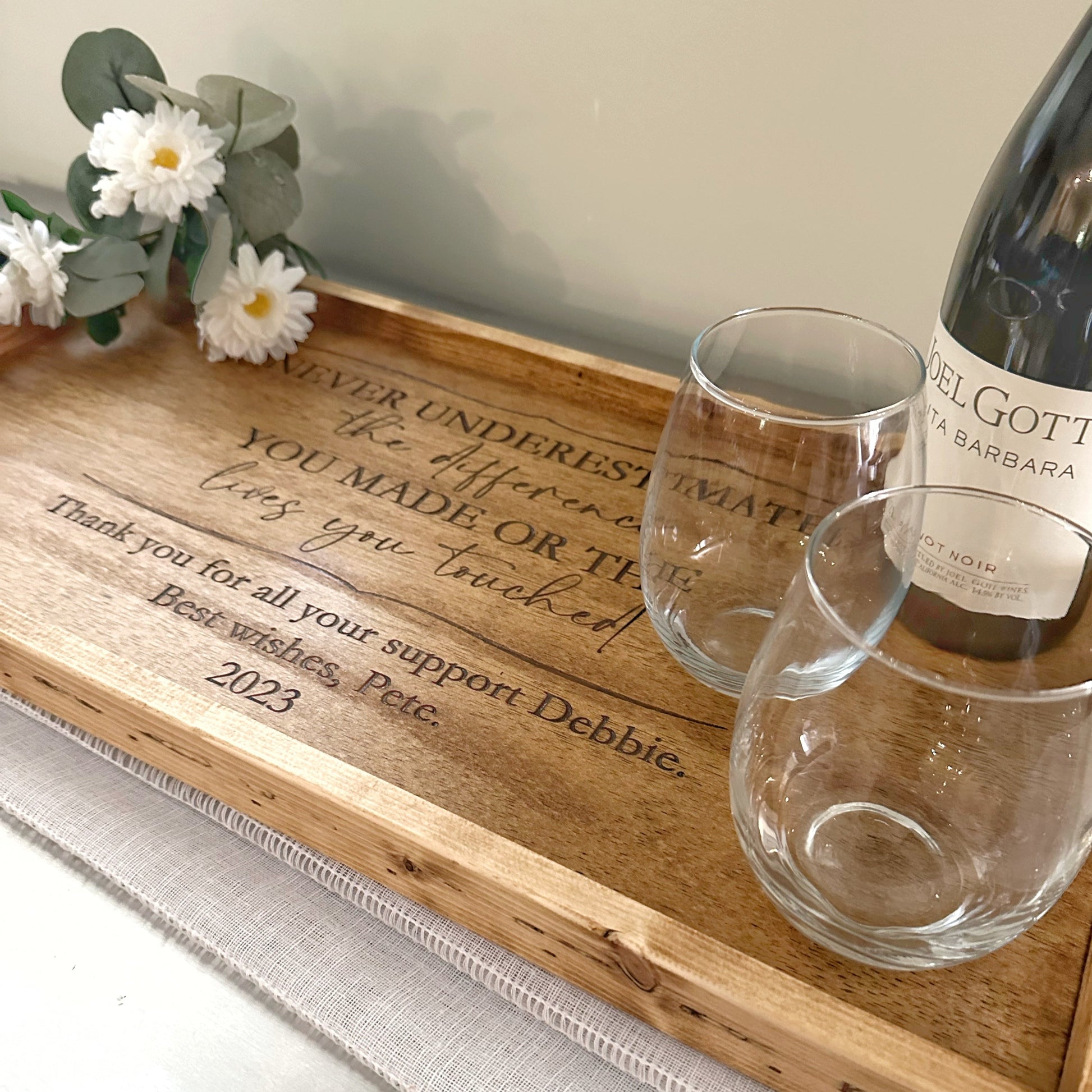 wooden centerpiece tray