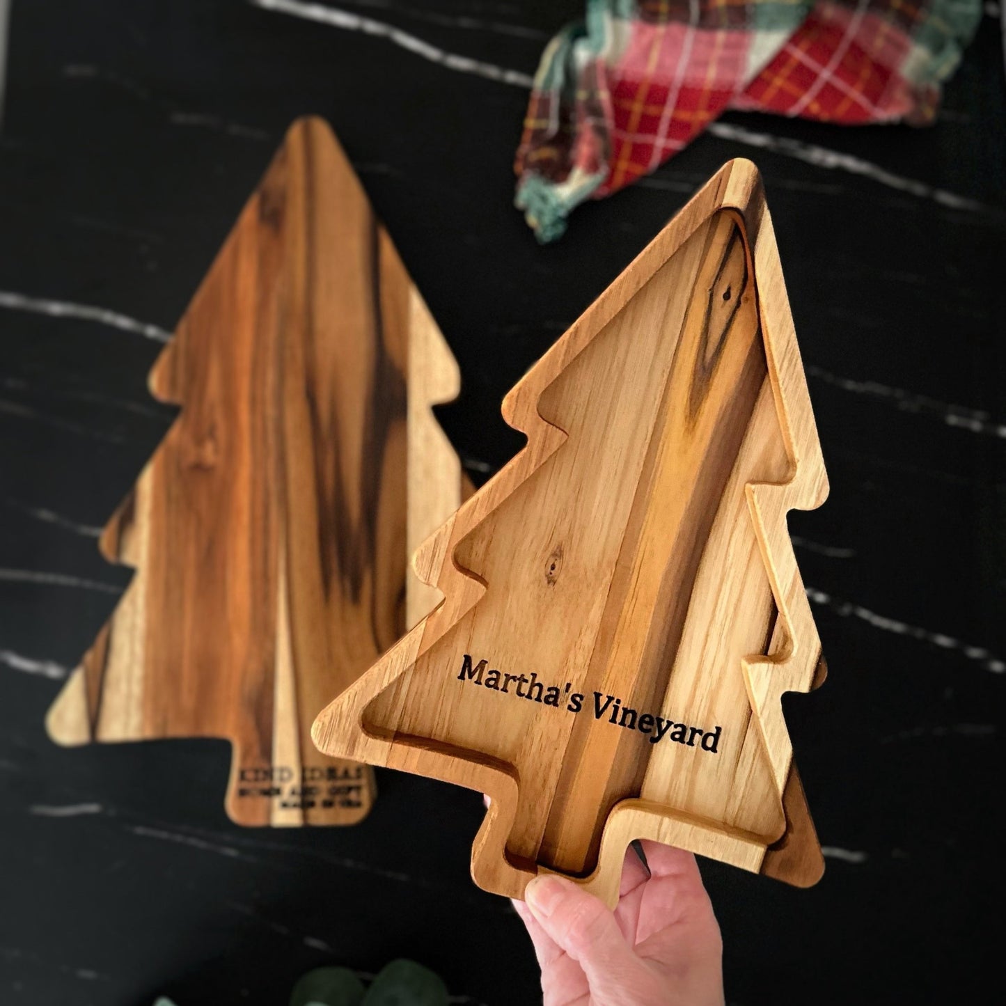 personalized Christmas tree trays