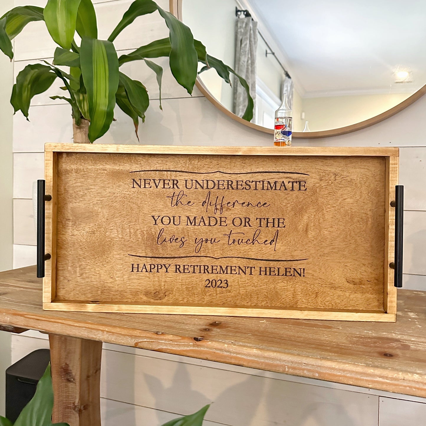 retirement gift centerpiece tray