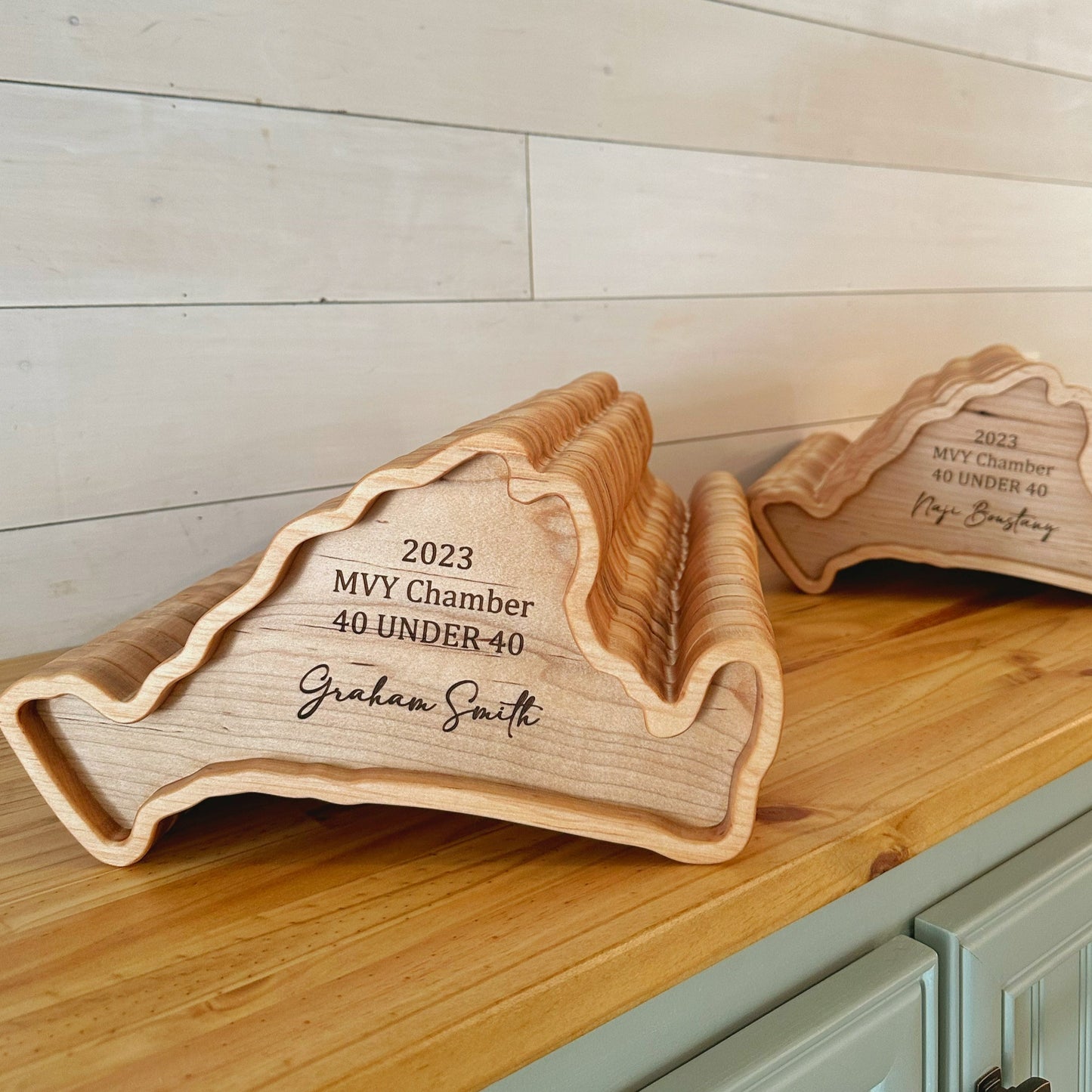 artisanal Martha's Vineyard tray given as award gift by the Chamber of Commerce, designed with coastal elegance in mind