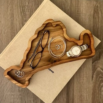 Martha's Vineyard shaped tray used as EDC catchall