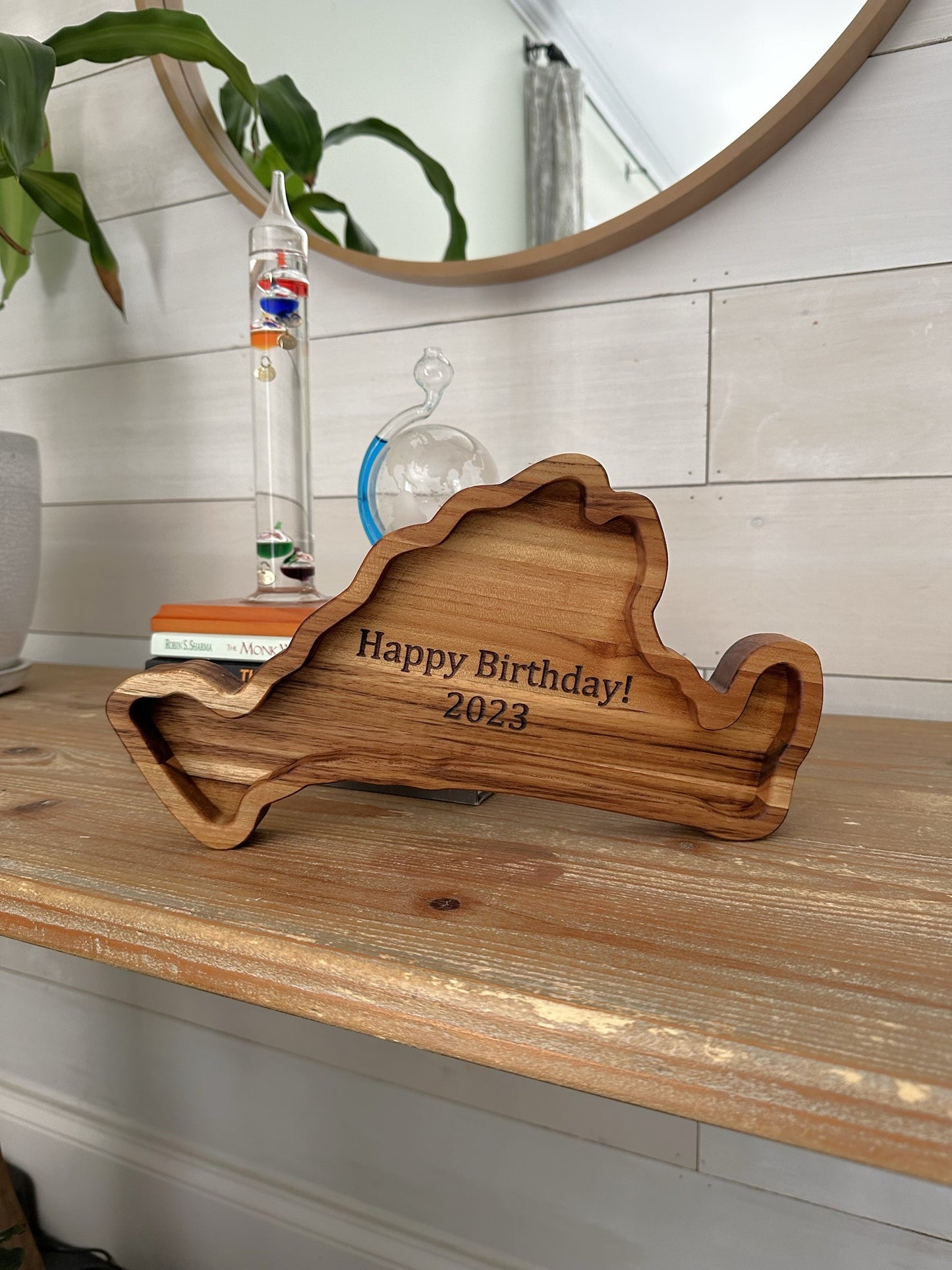 Rustic Martha's Vineyard Shaped Wooden Tray 12"