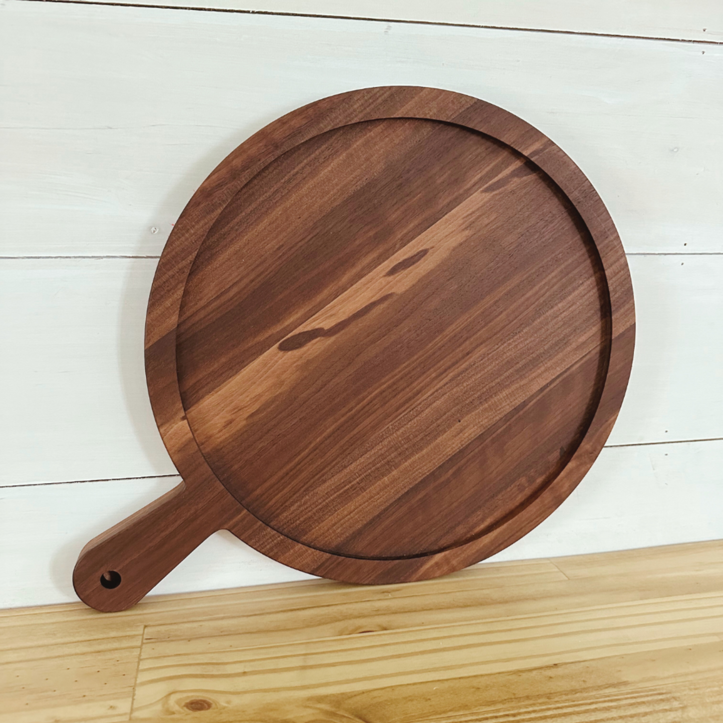 dual-purpose walnut serving board, walnut wood pizza and charcuterie tray