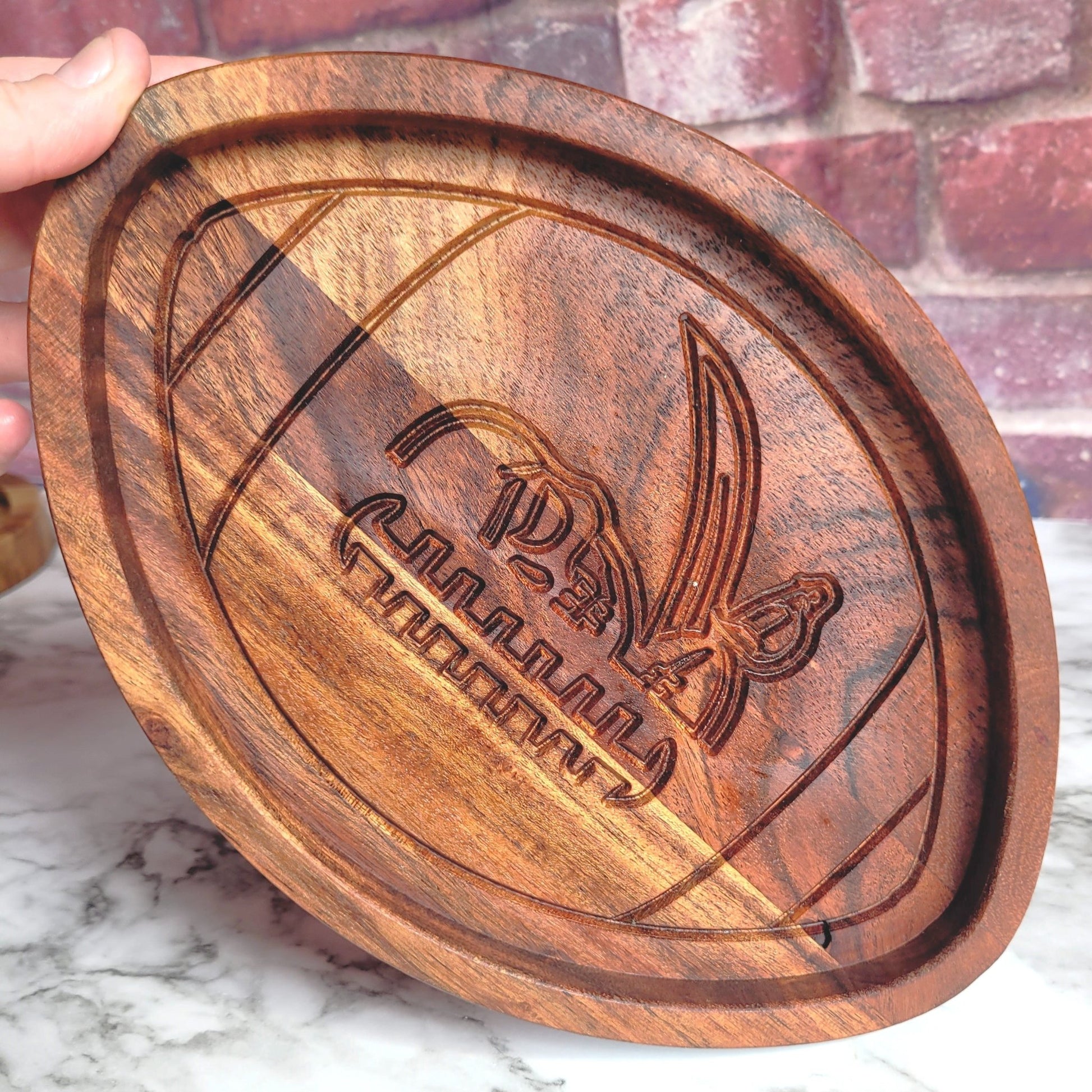 football shaped charcuterie board personalized