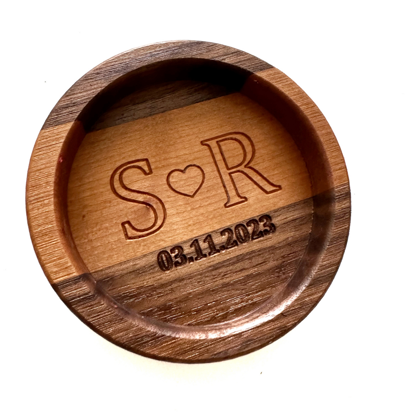 mini charcuterie dish engraved with initials