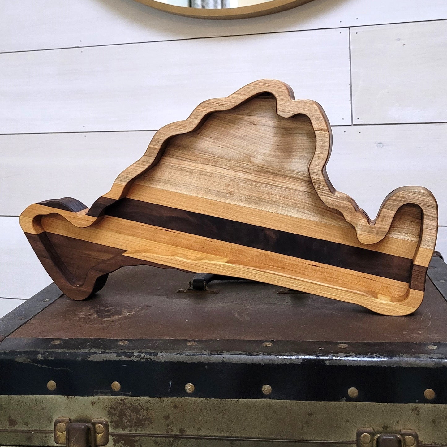 Martha's Vineyard shaped charcuterie board engraved with a family name