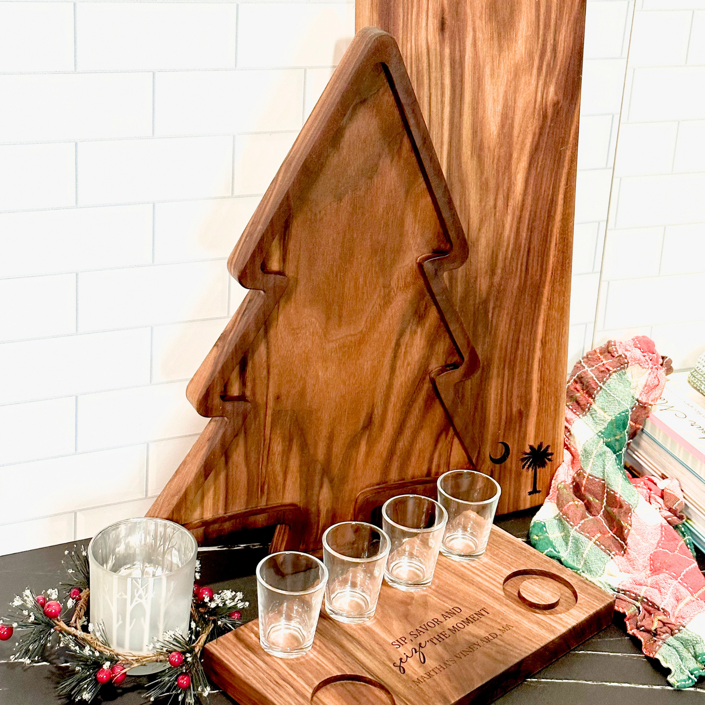 Christmas tree shaped charcuterie board, Christmas tree shaped cutting board