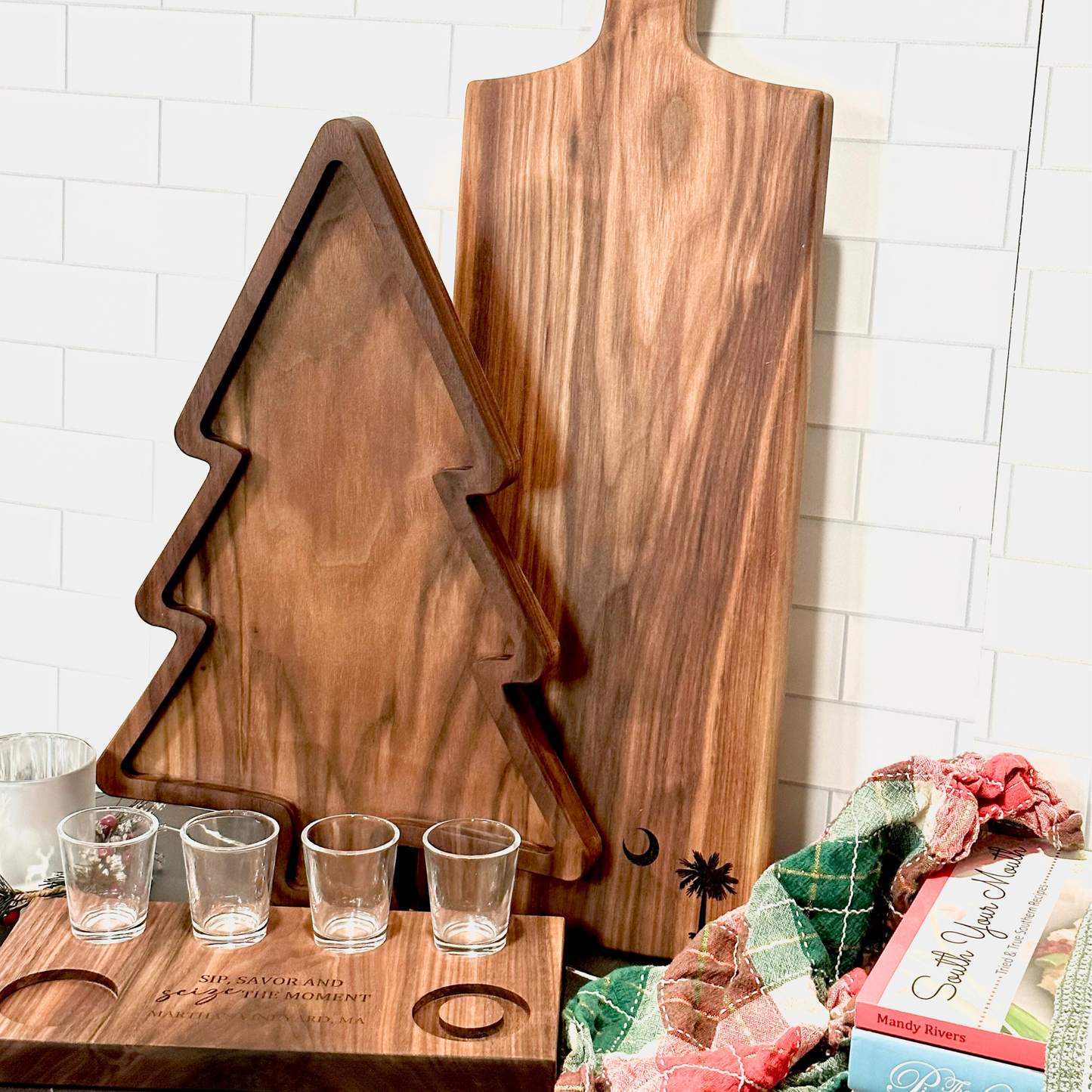 Christmas tree shaped charcuterie board, Christmas tree shaped cutting board