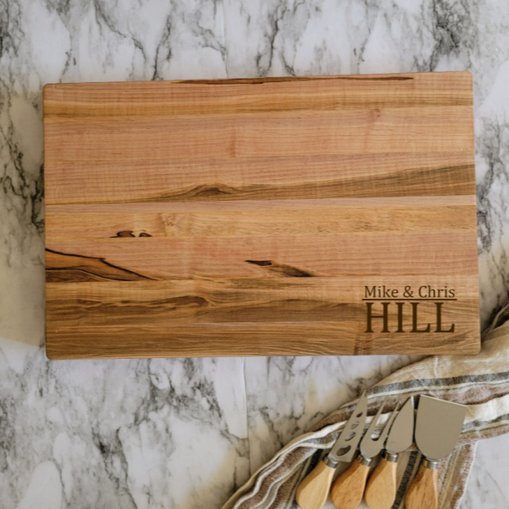 real estate gift, maple cutting board personalized with customer name