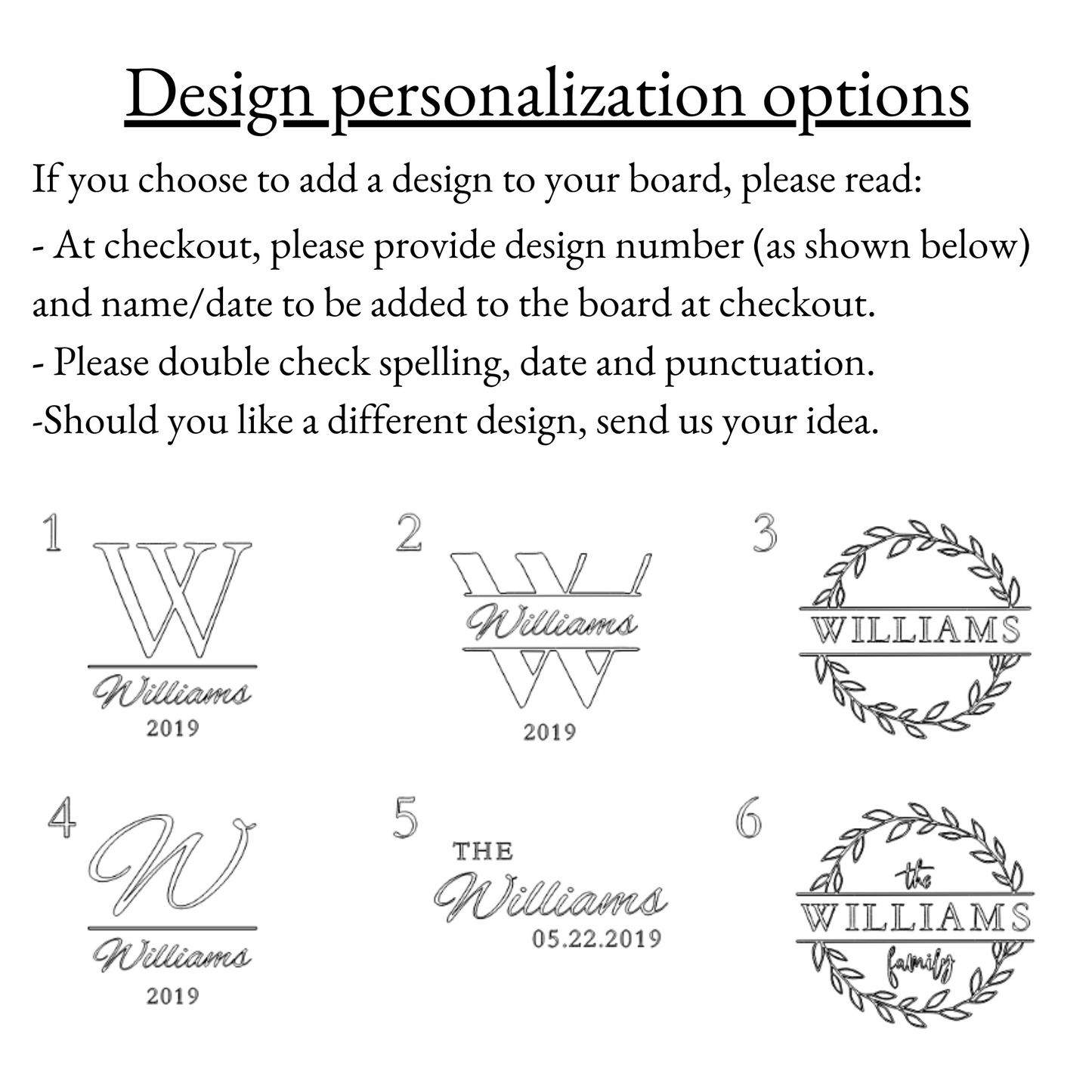 design options for personalized premium wooden board