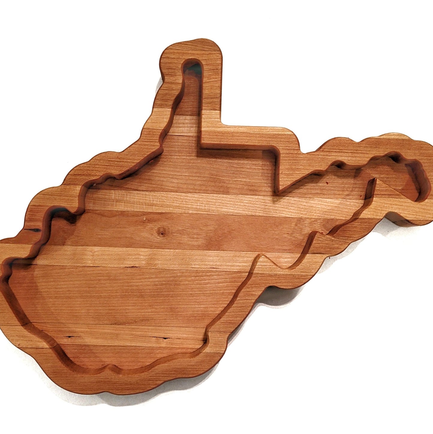 West Virginia state-shape inspired wooden charcuterie board, a rustic and charming addition to your home