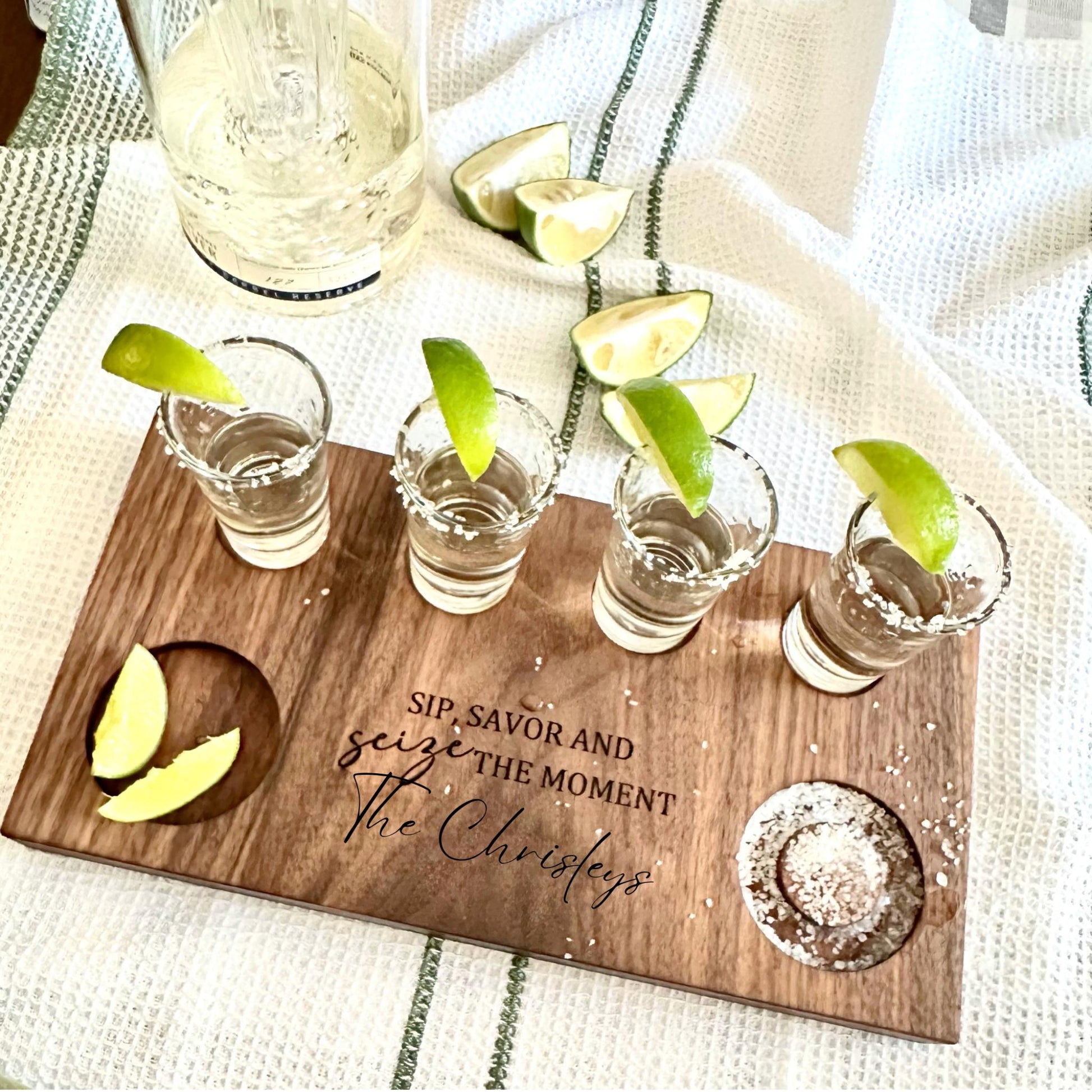personalized tequila flight set, tequila shot board set
