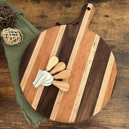 personalized double-sided wooden board for pizza and charcuterie board