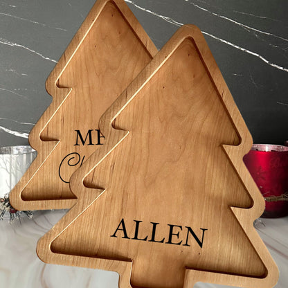 Christmas tree shaped charcuterie board. Christmas tree shaped serving tray