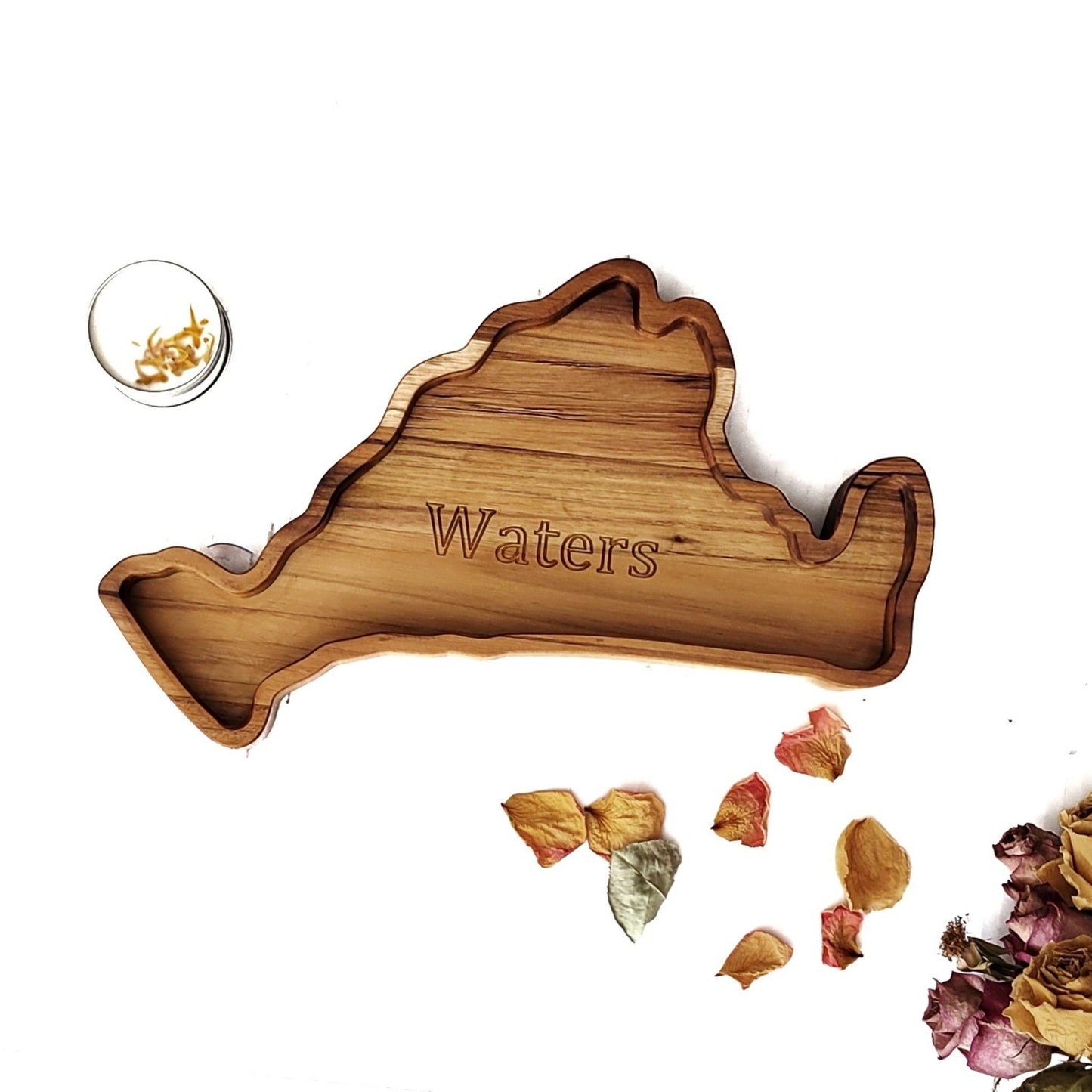 Martha's Vineyard-inspired charcuterie board, crafted from premium wood, with the words engraved on it, perfect for elegant gatherings