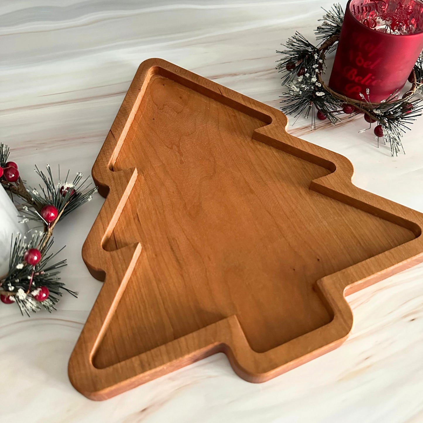 Christmas tree shaped charcuterie board. Christmas tree shaped serving tray