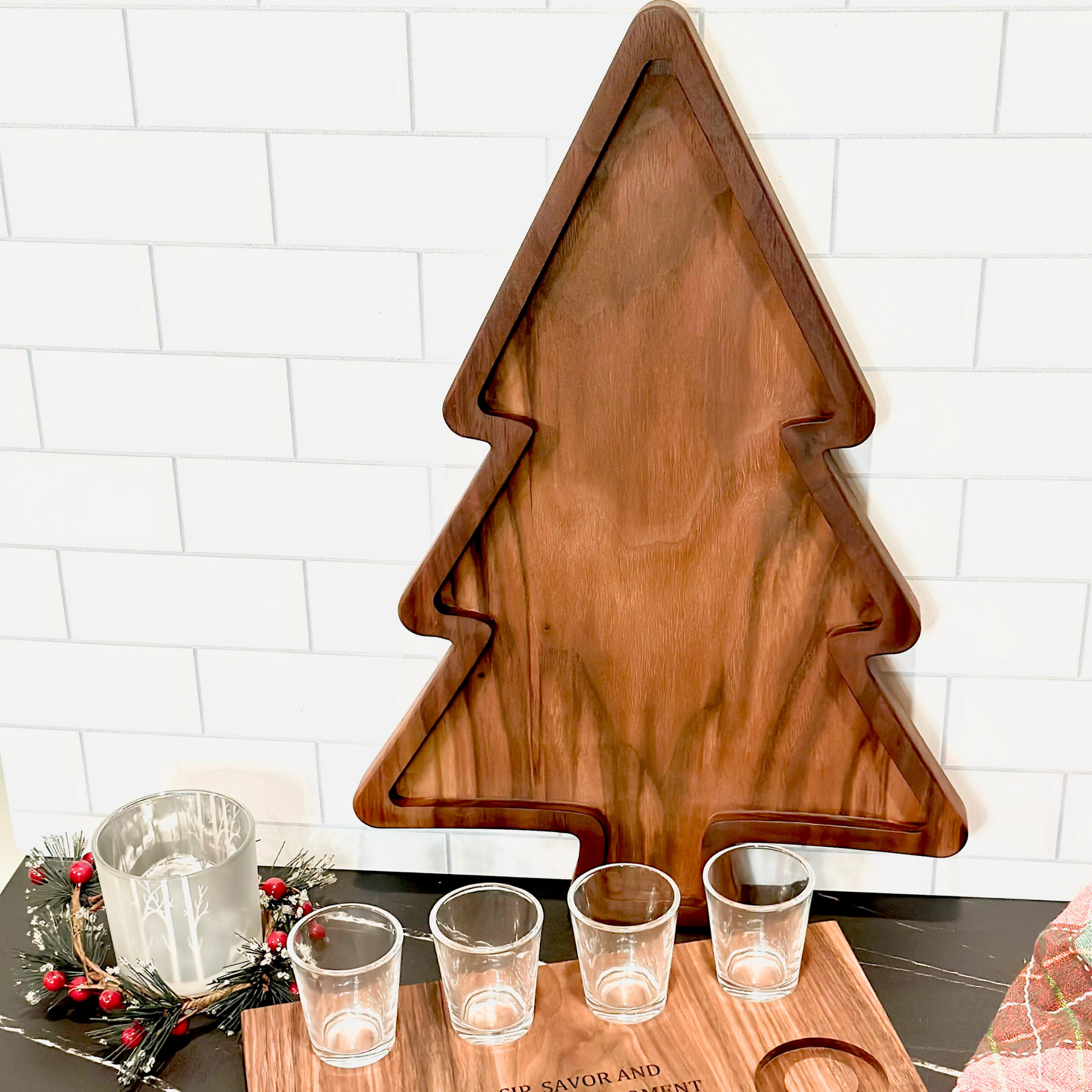 Christmas tree shaped charcuterie board, Christmas tree shaped cutting board