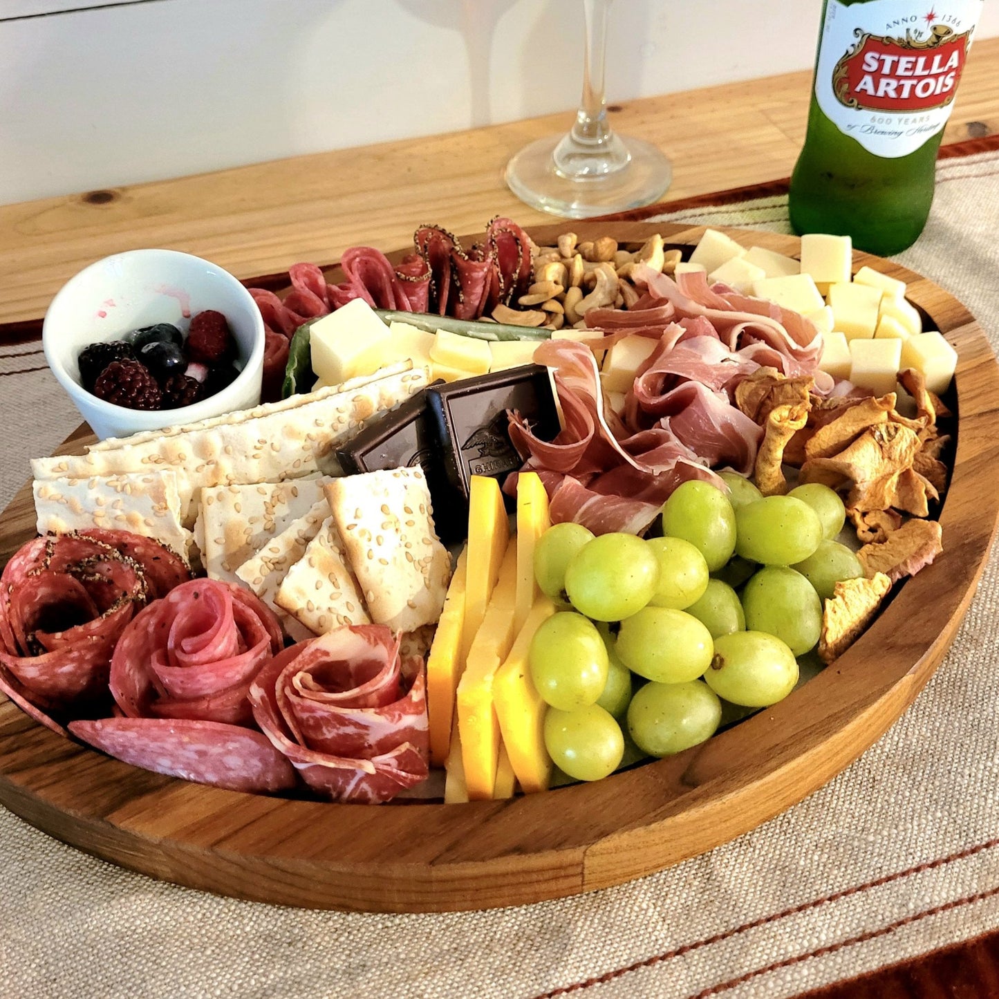 Football-Shaped Charcuterie Board