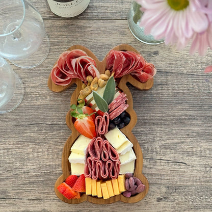 Easter bunny shaped charcuterie board 