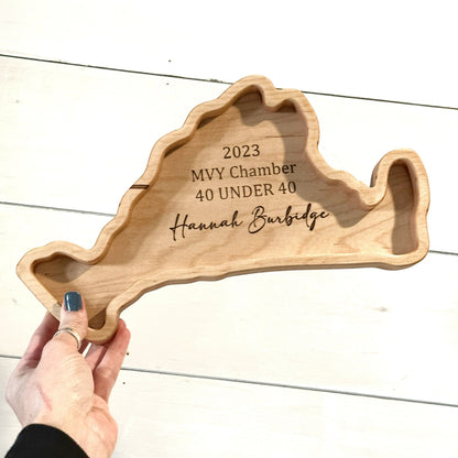Marthas Vineyard shaped tray award gift with personalized message