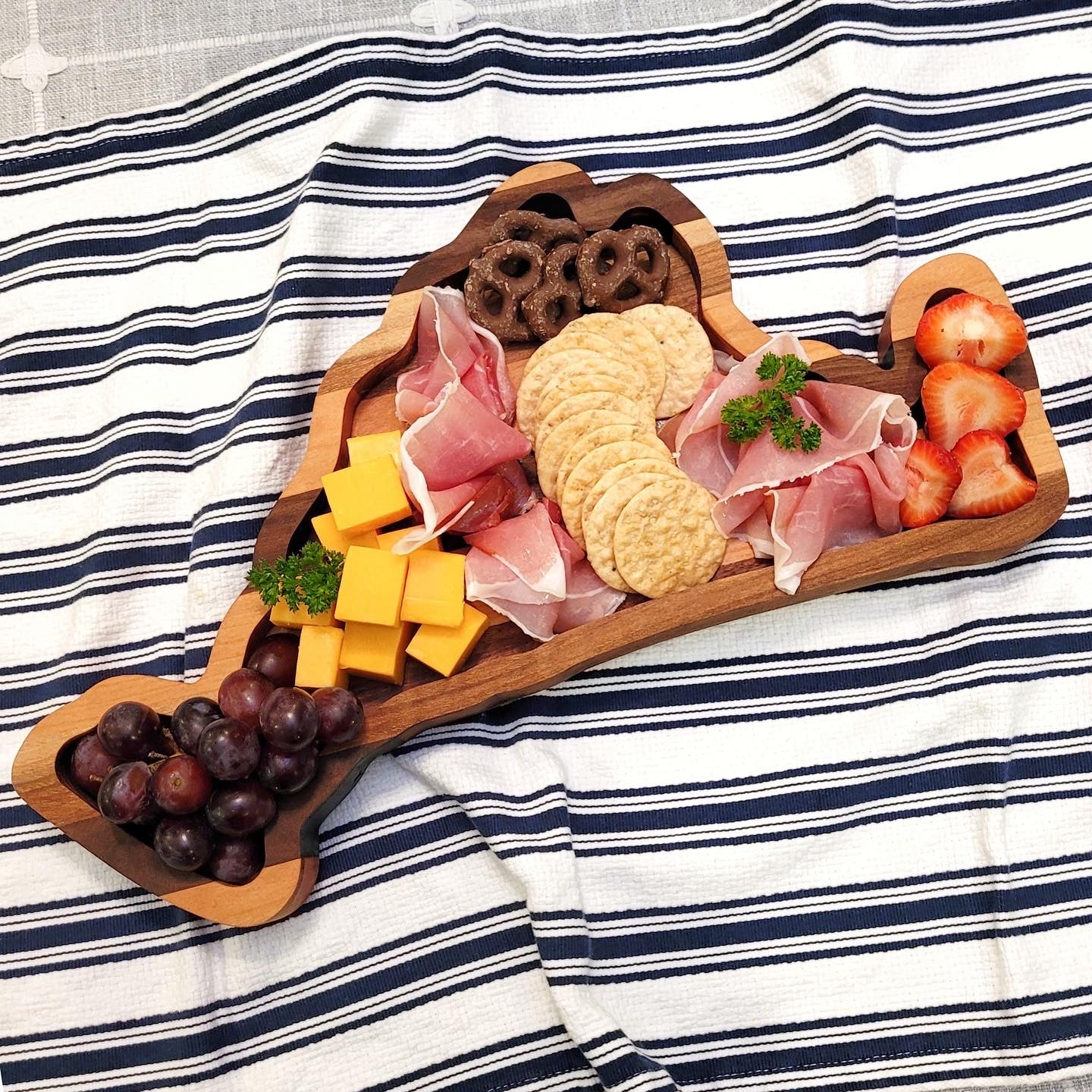 Martha's Vineyard charcuterie board filled with delicious food