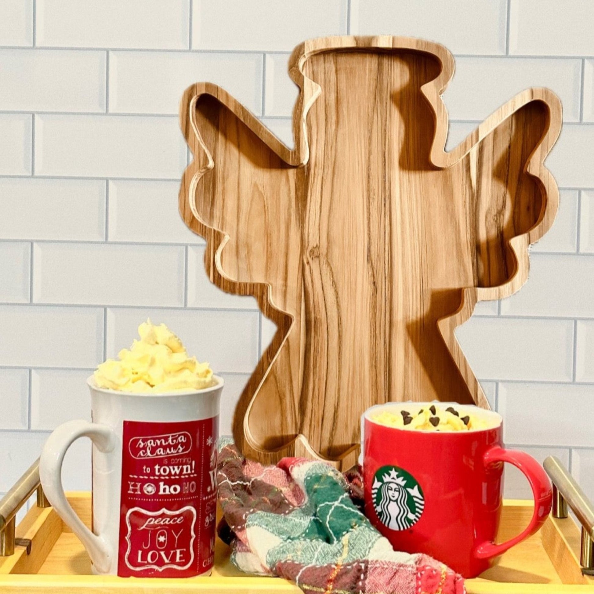 Angel Charcuterie, Wooden Angel Board, Angel Serving Tray, Holiday Host Gift, Rustic Kitchen Decor