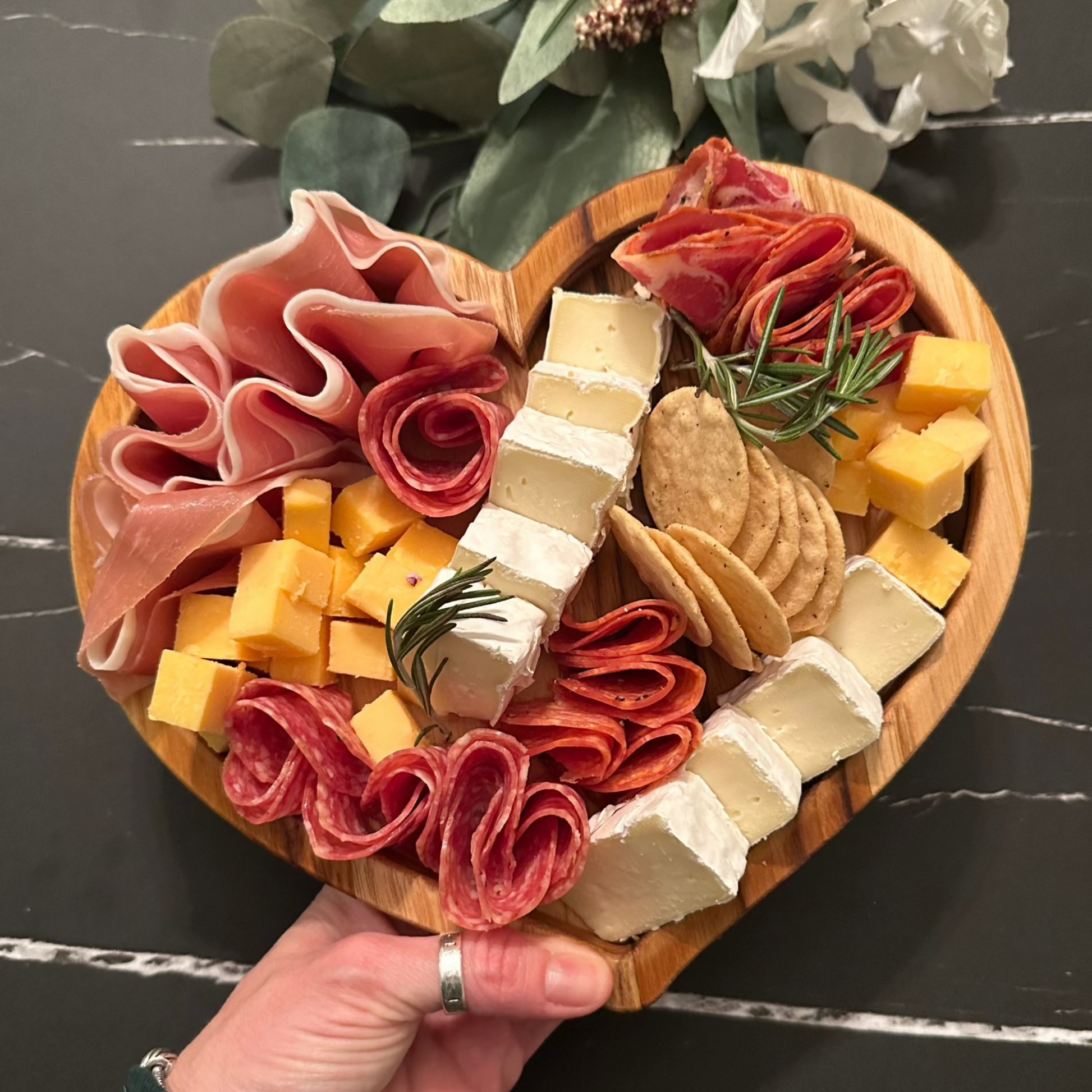 heart shaped charcuterie board, heart shaped tray