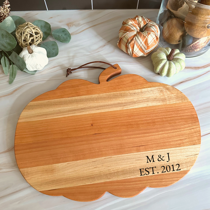 Pumpkin Shaped Serving Tray - Versatile Hardwood Cutting Board and Charcuterie Board