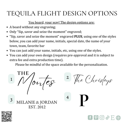 Double-Sided Mini Cutting Board and Tequila Flight Board Set