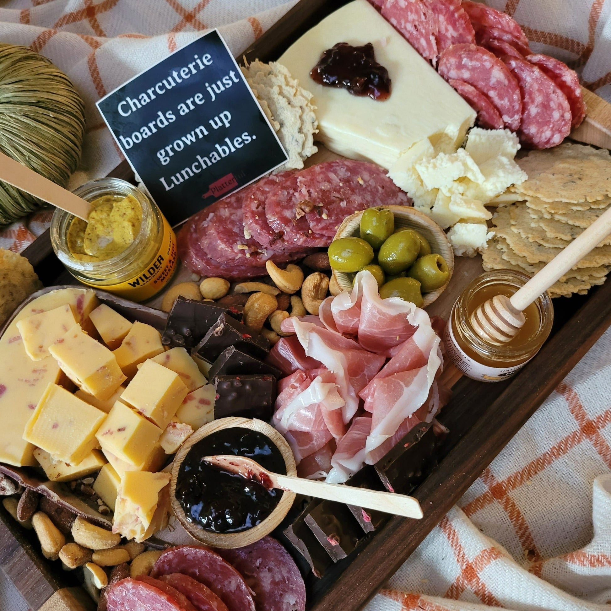 Charcuterie Board filled with a variety of meats and cheeses