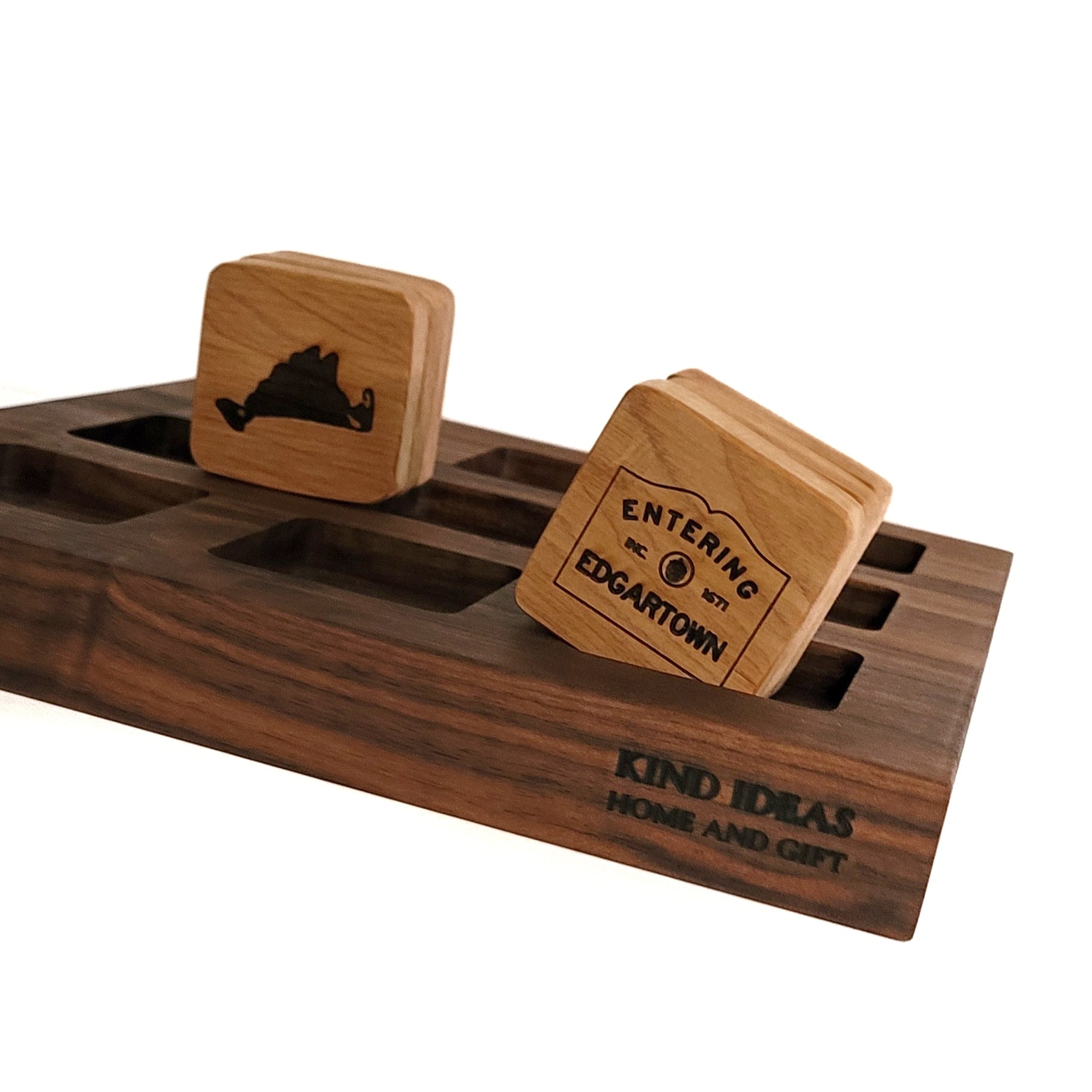 wooden handcrafted personalized tic-tac-toe set - add your name, initials or a custom design