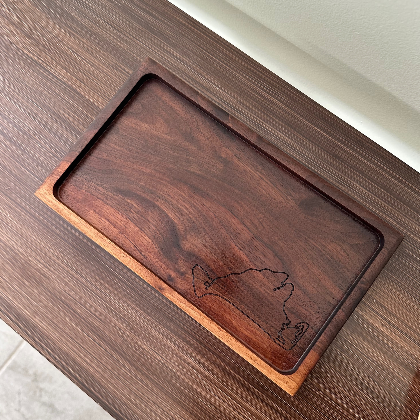 Martha's Vineyard Inspired catchall EDC tray, 10"x5.5" - walnut