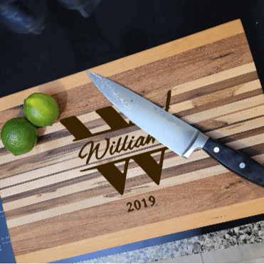 personalized cutting board with monogram