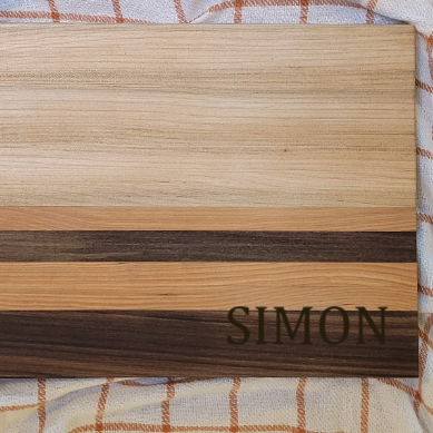 personalized mixed wood cutting board 