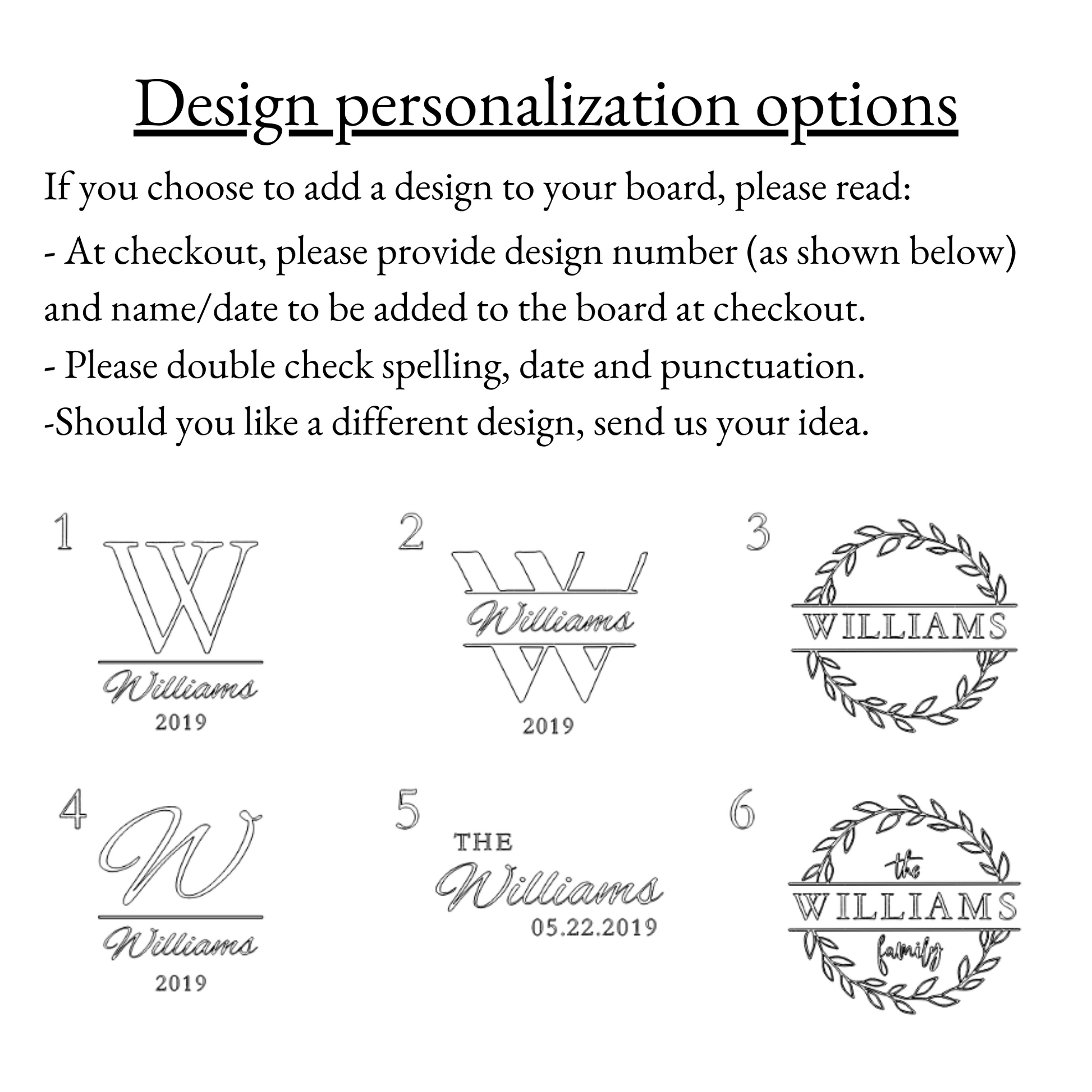 design options for personalized premium wooden board