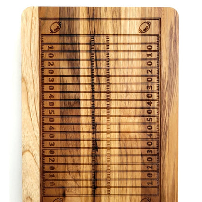 cutting board with football field engraved