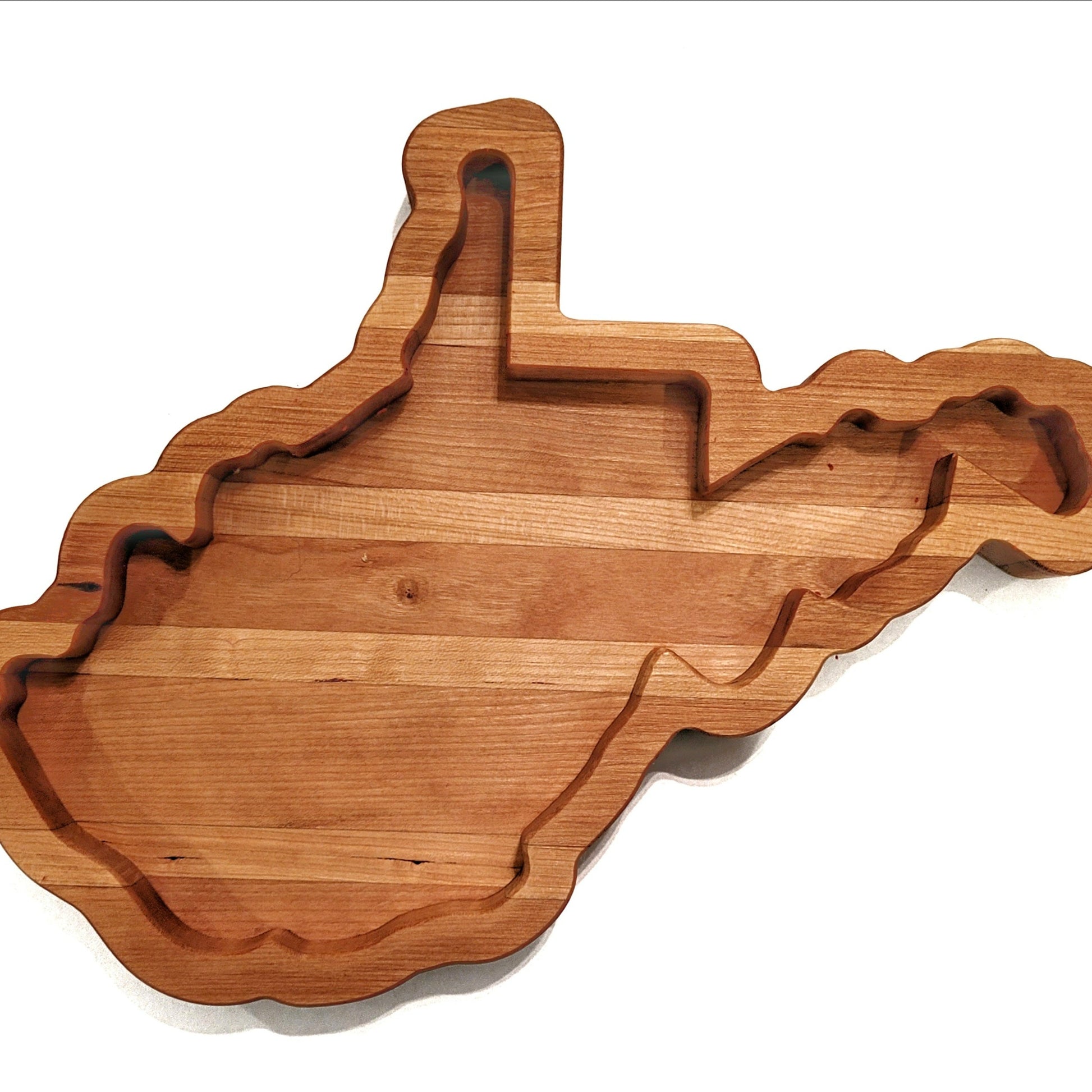 West Virginia shaped wooden charcuterie board with option to personalize with name or message